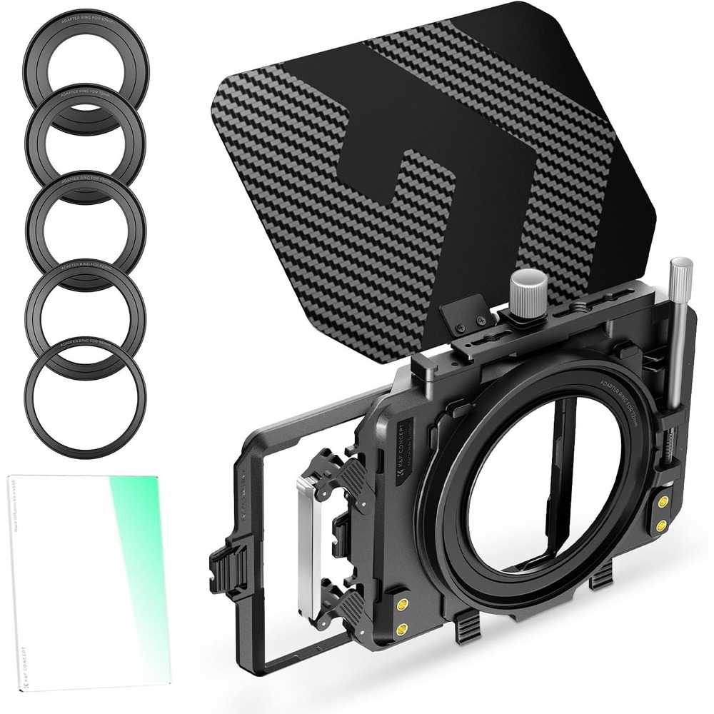 K&F Concept Matte Box Kit‎ w/ Black Mist Filter & Adapter Rings 67–95mm DSLR